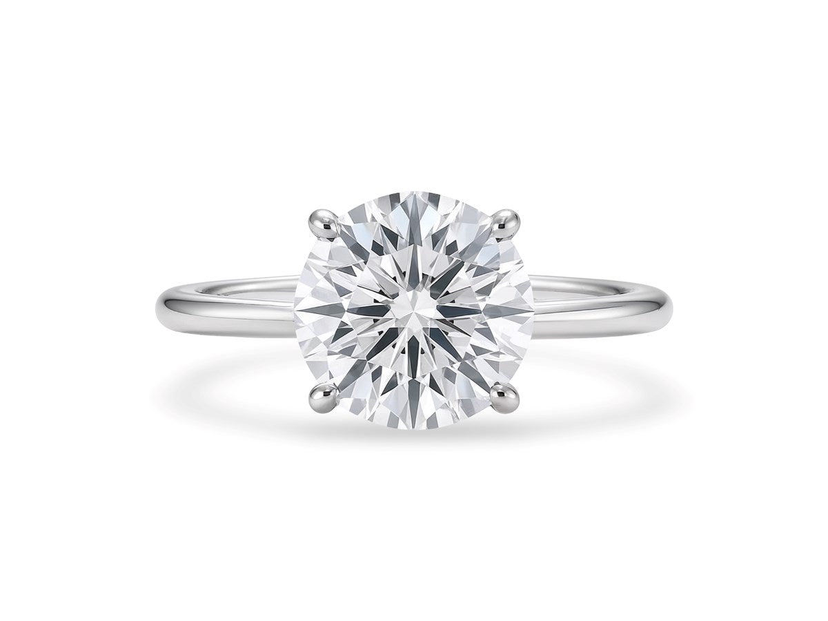 3 Carat Round Lab Grown IGI G/VS1 Diamond Solitaire Ring in 14K White Gold