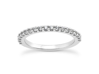 Shared Prong Diamond Wedding Ring Band with U Settings in 14k White Gold