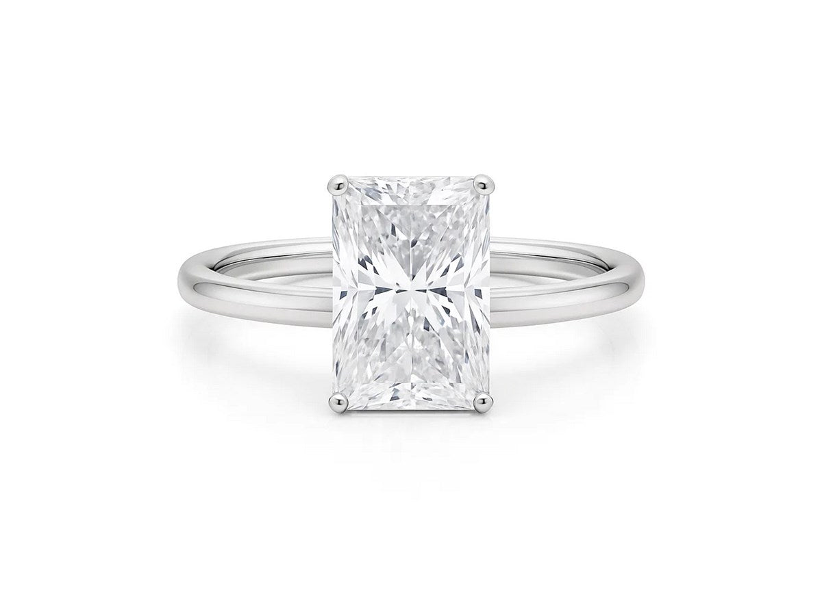 5 Carat Radiant Lab Grown IGI G/VS1 Diamond Solitaire Ring in 10K White Gold