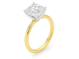 3 Carat Princess Lab Grown IGI G/VS1 Diamond Solitaire Ring in 10K Yellow Gold