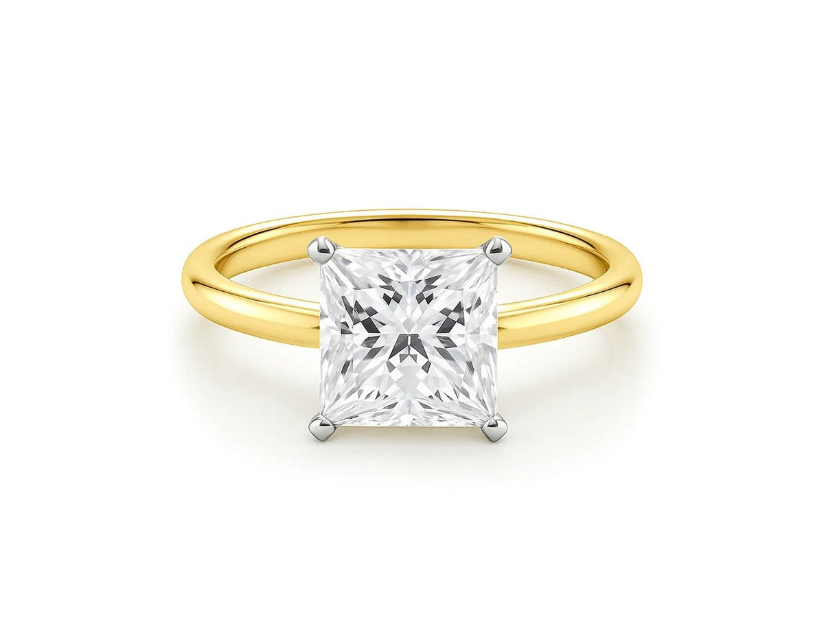 3 Carat Princess Lab Grown IGI G/VS1 Diamond Solitaire Ring in 10K Yellow Gold