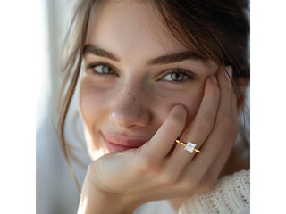 3 Carat Princess Lab Grown IGI G/VS1 Diamond Solitaire Ring in 10K Yellow Gold