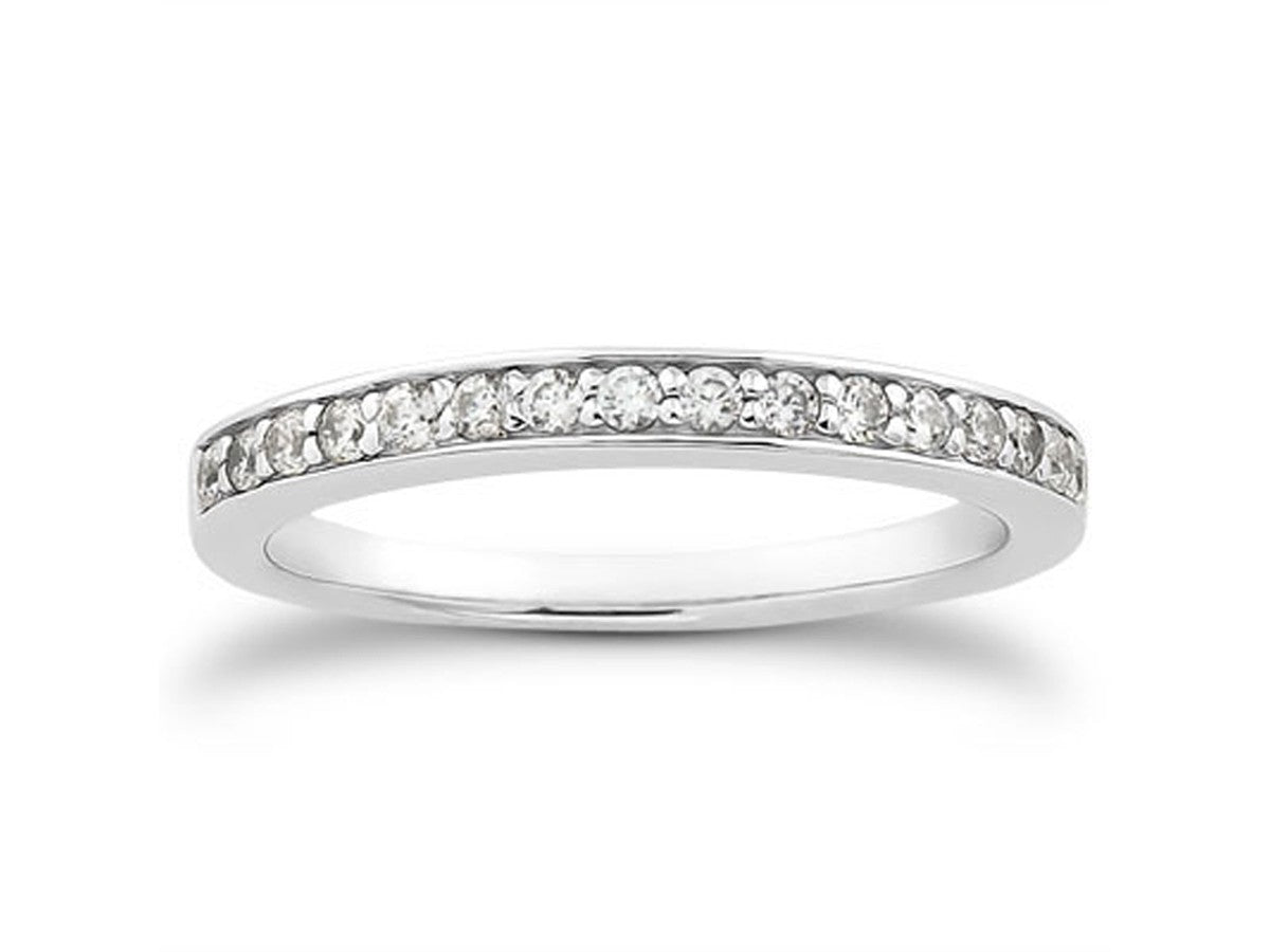 Pave Diamond Wedding Ring Band in 14k White Gold