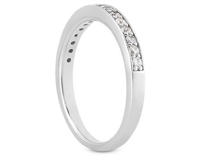 Pave Diamond Wedding Ring Band in 14k White Gold