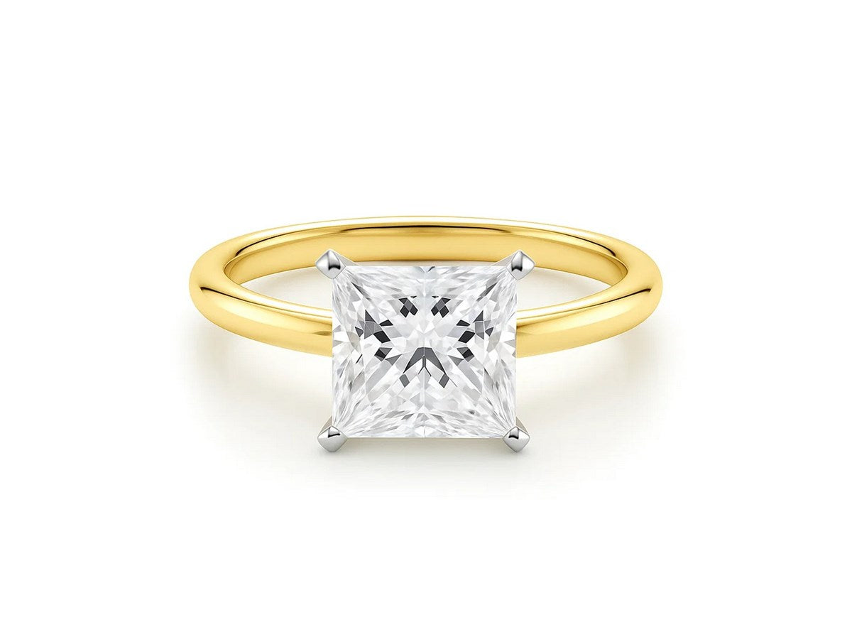2 Carat Princess Lab Grown IGI G/VS1 Diamond Solitaire Ring in 10K Yellow Gold