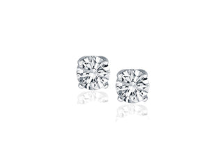 Classic Round Diamond Stud Earrings in 14k White Gold (1 cttw)