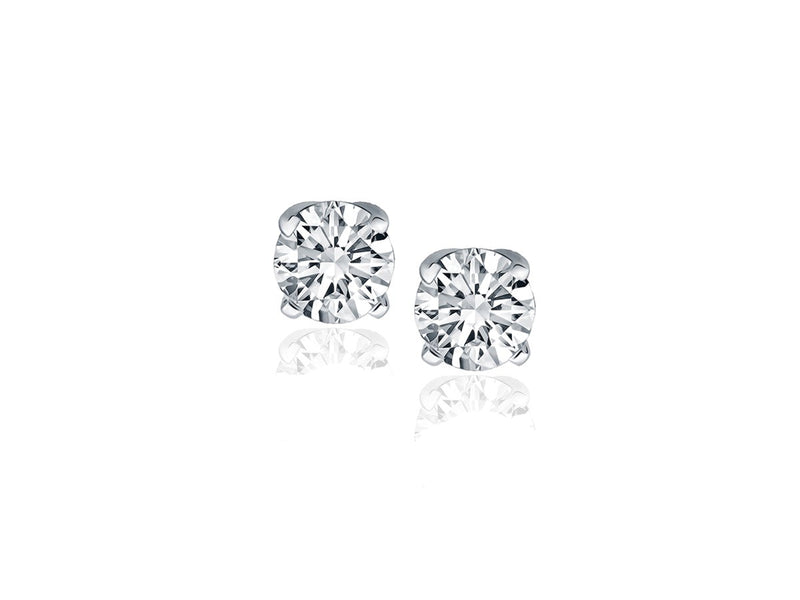 Classic Round Diamond Stud Earrings in 14k White Gold (1 cttw)