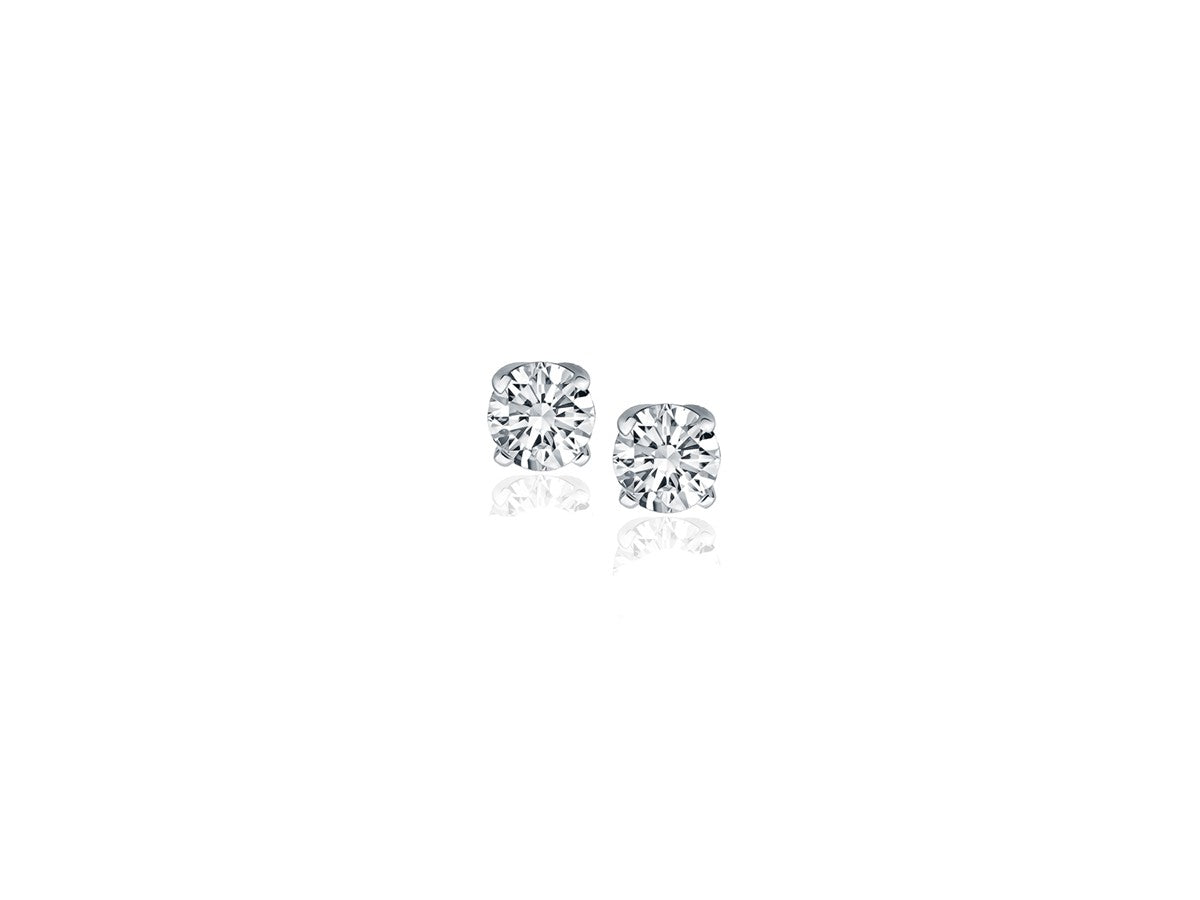 Classic Round Diamond Stud Earrings in 14k White Gold (1/4 cttw)
