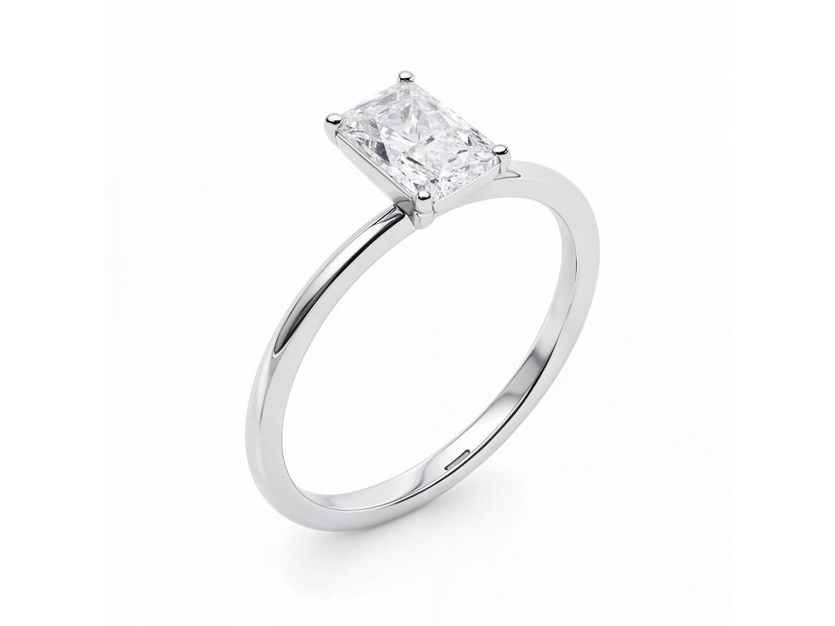 1 Carat Radiant Lab Grown IGI G/VS1 Diamond Solitaire Ring in 10K White Gold
