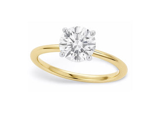1 Carat Round Lab Grown IGI G/VS1 Diamond Solitaire Ring in 14K Yellow Gold