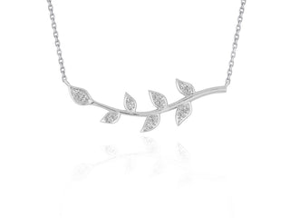 Diamond Vine Design Pendant in 14k White Gold