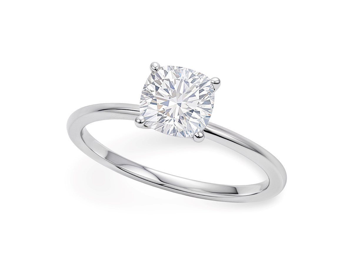 1 Carat Cushion Lab Grown IGI G/VS1 Diamond Solitaire Ring in 10K White Gold