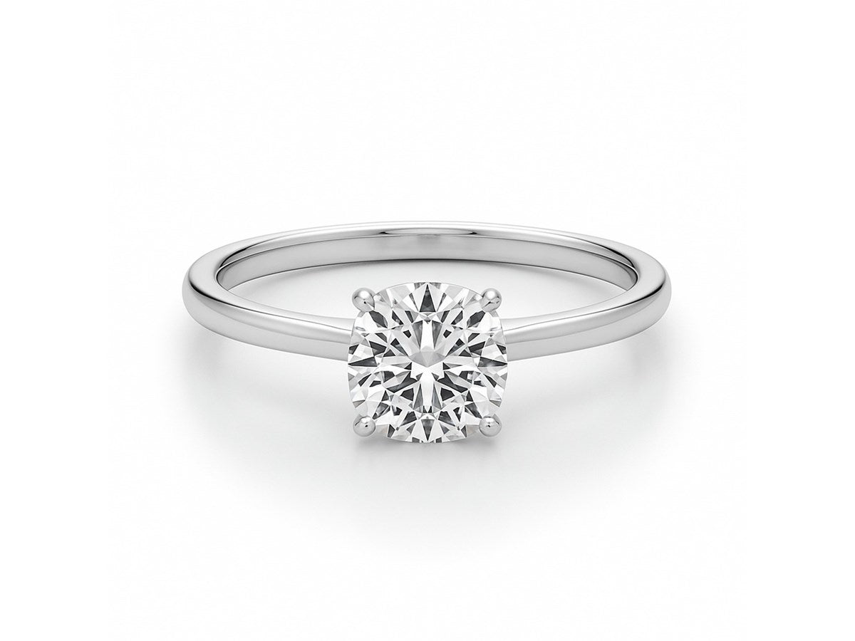 1 Carat Cushion Lab Grown IGI G/VS1 Diamond Solitaire Ring in 10K White Gold