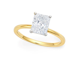 1.50Ct Radiant Lab Grown IGI G/VS1 Diamond Ring in 14K Yellow Gold