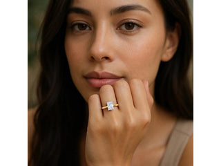 1.50Ct Radiant Lab Grown IGI G/VS1 Diamond Ring in 14K Yellow Gold