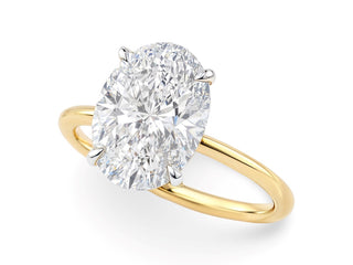 5 Carat Oval Lab Grown IGI G/VS1 Diamond Solitaire Ring in 14K Yellow Gold