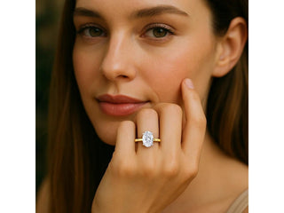 5 Carat Oval Lab Grown IGI G/VS1 Diamond Solitaire Ring in 14K Yellow Gold