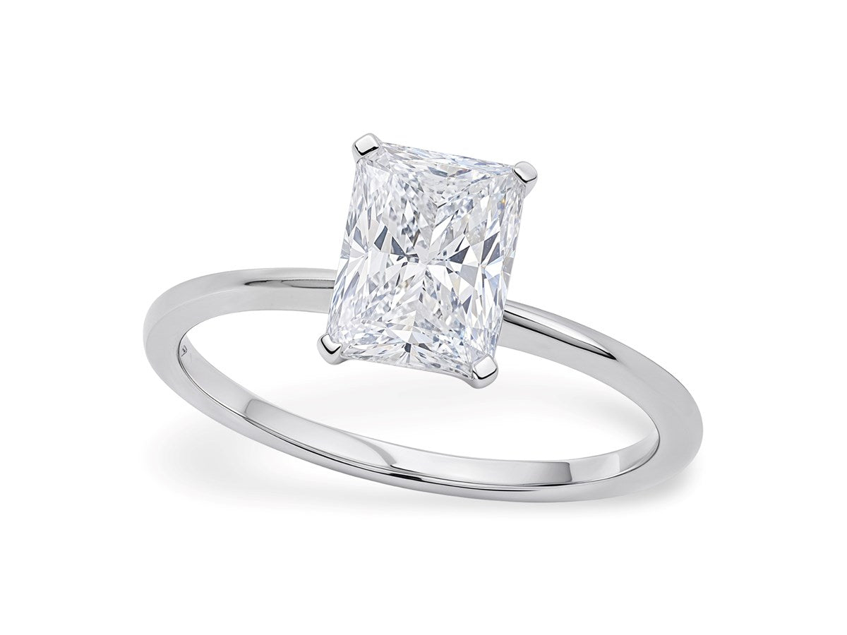 2 Carat Radiant Lab Grown IGI G/VS1 Diamond Solitaire Ring in 10K White Gold