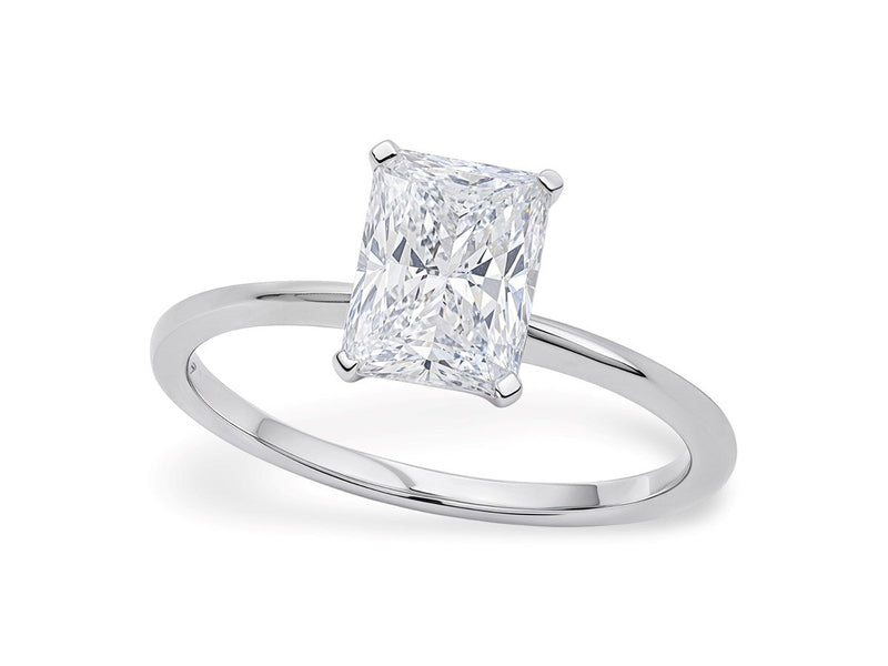2 Carat Radiant Lab Grown IGI G/VS1 Diamond Solitaire Ring in 10K White Gold