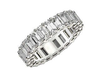 Emerald Cut Lab Grown Diamond Eternity Ring in 14k White Gold (4 cttw FG/VS2)