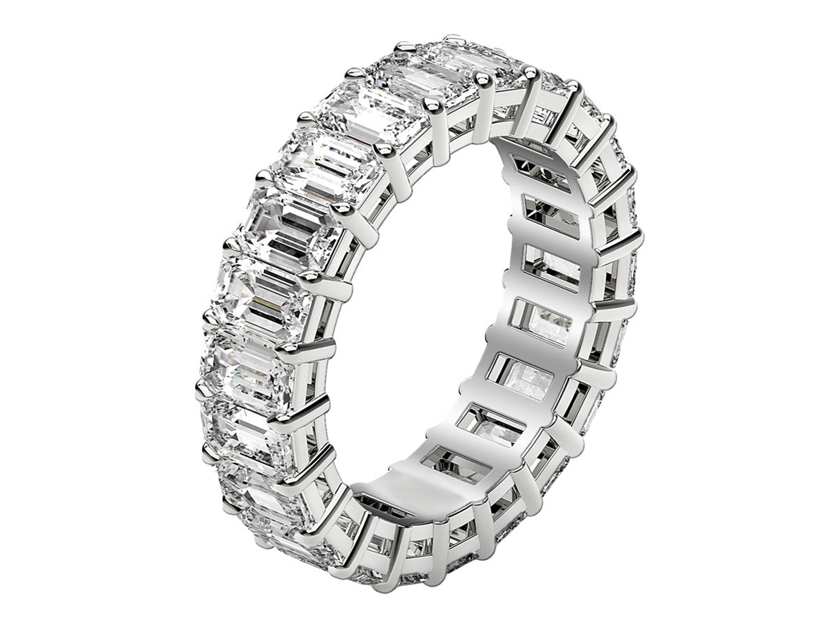 Emerald Cut Lab Grown Diamond Eternity Ring in 14k White Gold (4 cttw FG/VS2)
