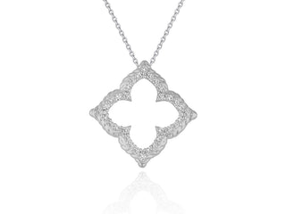 Floral Cut-out Diamond Pendant in 14k White Gold (1/3 cttw)