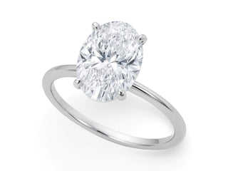 5 Carat Oval Lab Grown IGI G/VS1 Diamond Solitaire Ring in 10K White Gold