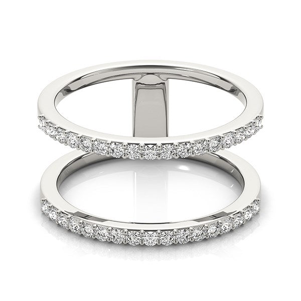 Diamond Embellished Dual Band Ring in 14k White Gold (1/3 cttw)