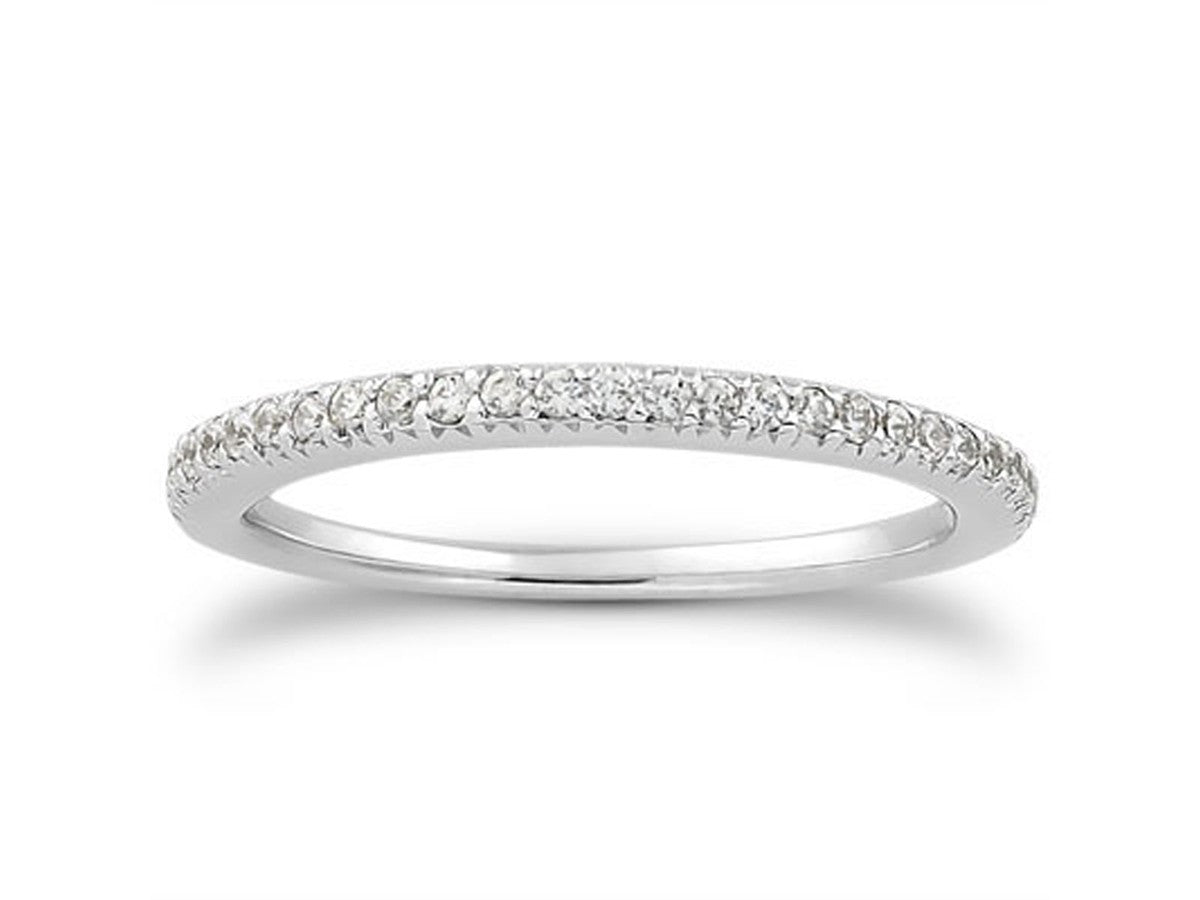 Fancy Pave Diamond Wedding Ring Band in 14k White Gold