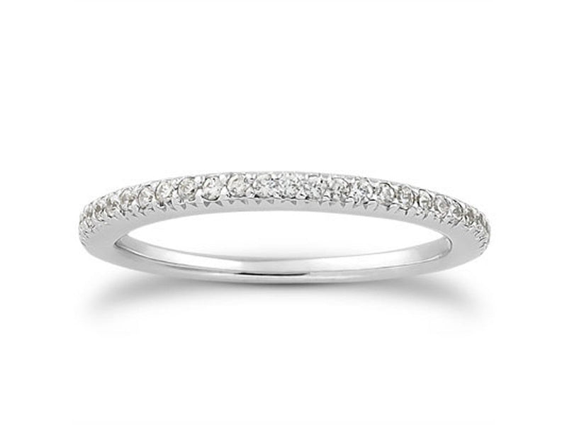 Fancy Pave Diamond Wedding Ring Band in 14k White Gold