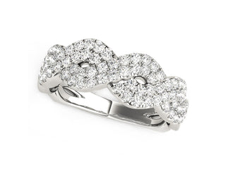 Diamond Studded Interlocking Waves Ring in 14k White Gold (5/8 cttw)