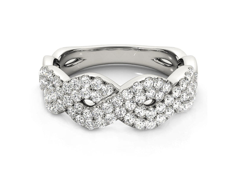 Diamond Studded Interlocking Waves Ring in 14k White Gold (5/8 cttw)