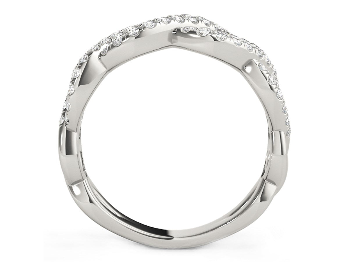Diamond Studded Interlocking Waves Ring in 14k White Gold (5/8 cttw)