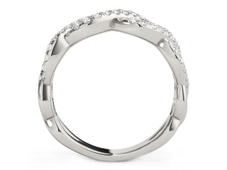 Diamond Studded Interlocking Waves Ring in 14k White Gold (5/8 cttw)