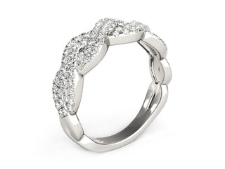 Diamond Studded Interlocking Waves Ring in 14k White Gold (5/8 cttw)