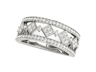 Diamond Studded Square Motif Ring in 14k White Gold (1/2 cttw)