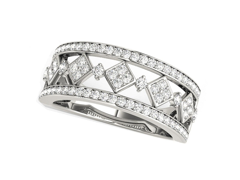 Diamond Studded Square Motif Ring in 14k White Gold (1/2 cttw)