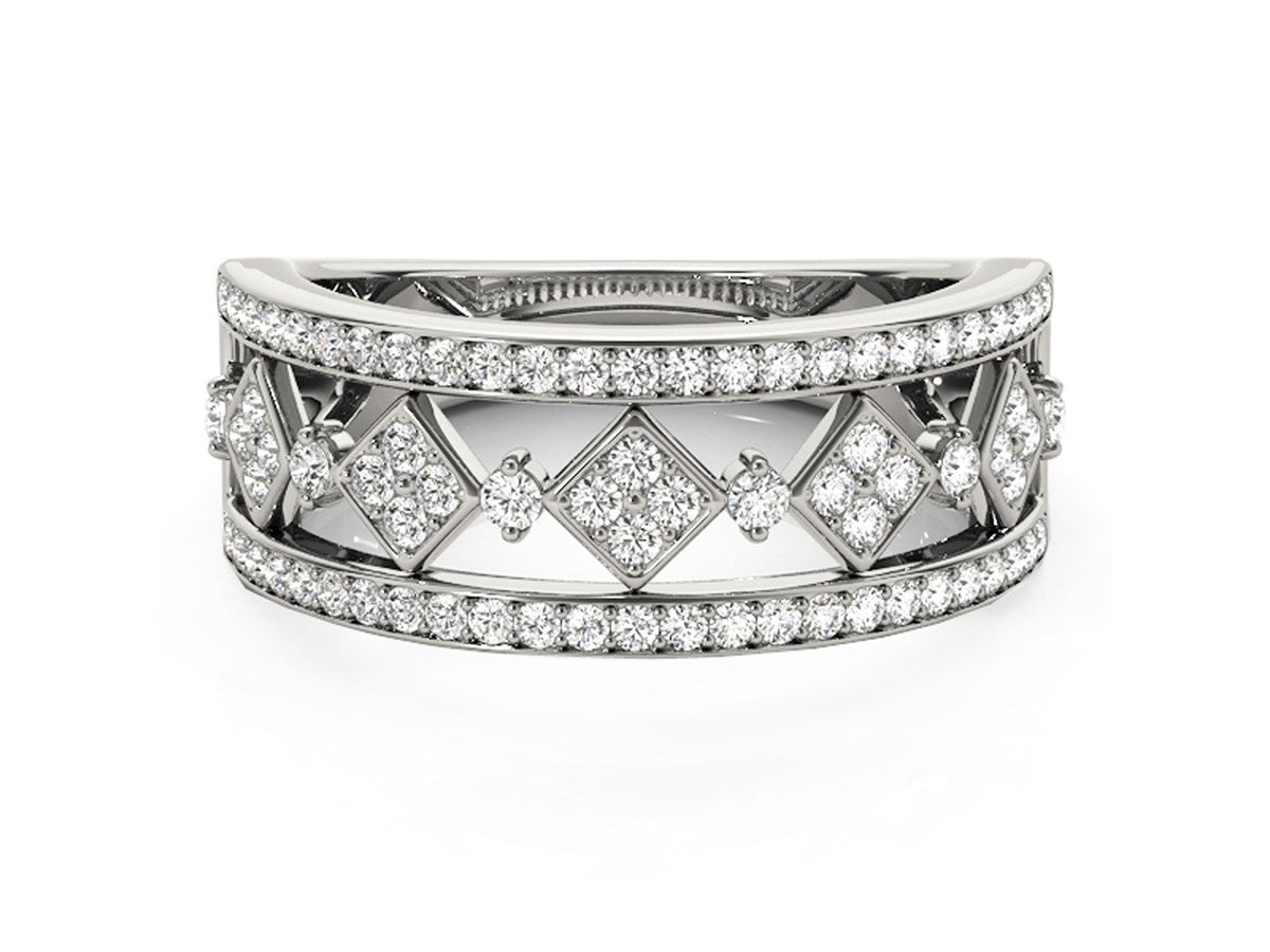Diamond Studded Square Motif Ring in 14k White Gold (1/2 cttw)