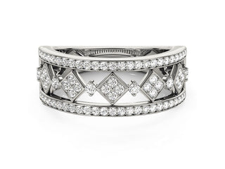 Diamond Studded Square Motif Ring in 14k White Gold (1/2 cttw)