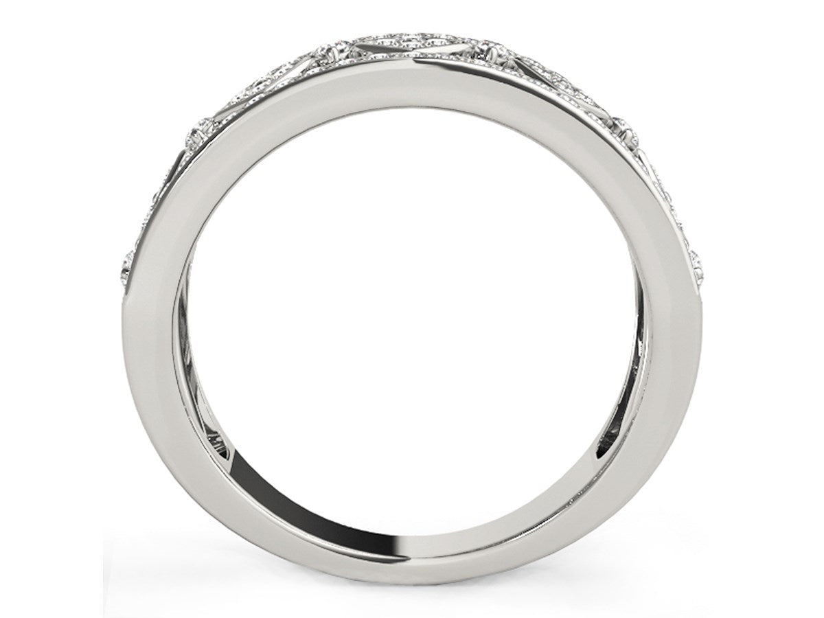 Diamond Studded Square Motif Ring in 14k White Gold (1/2 cttw)