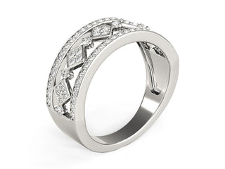 Diamond Studded Square Motif Ring in 14k White Gold (1/2 cttw)