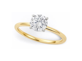 3/4 Carat Round Lab Grown IGI G/VS1 Diamond Solitaire Ring in 14K Yellow Gold