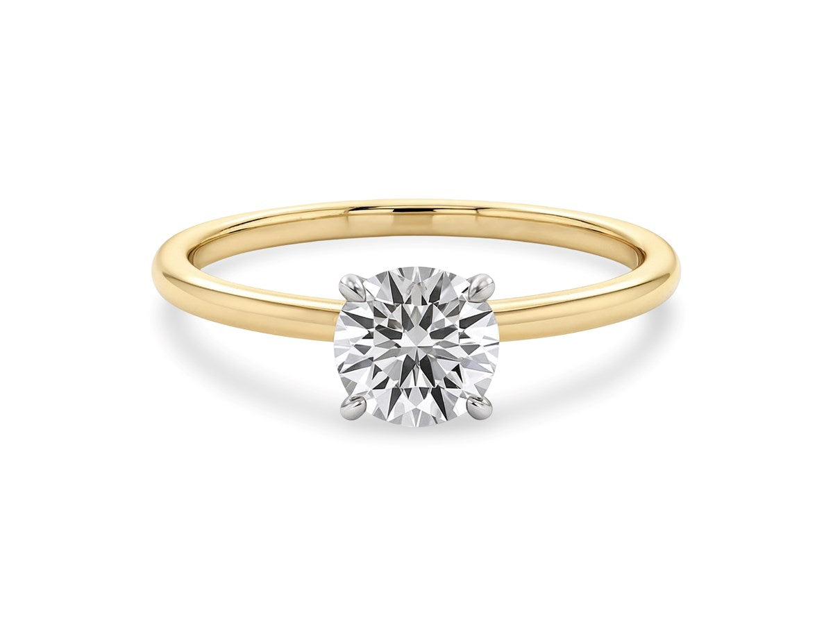3/4 Carat Round Lab Grown IGI G/VS1 Diamond Solitaire Ring in 14K Yellow Gold