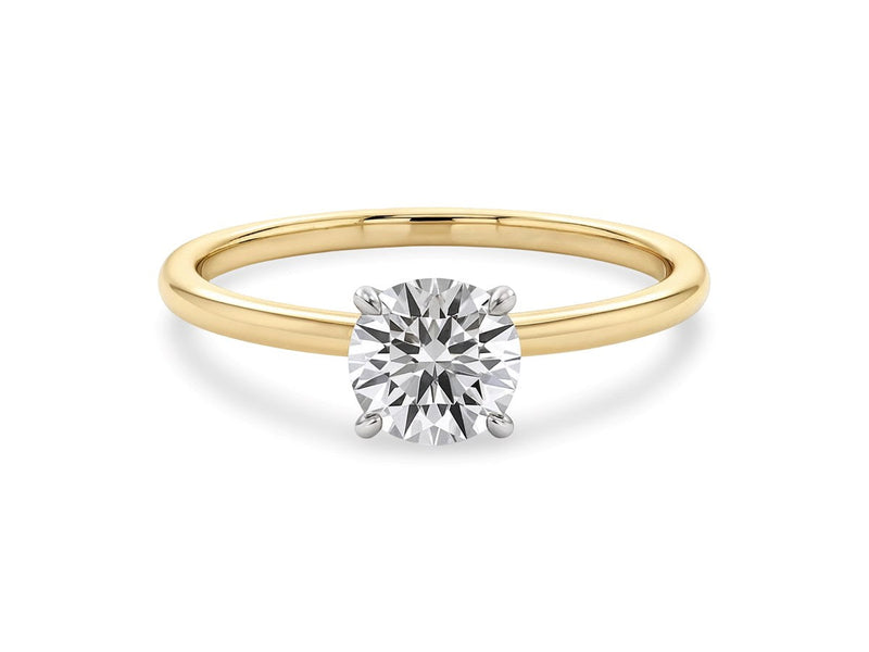 3/4 Carat Round Lab Grown IGI G/VS1 Diamond Solitaire Ring in 14K Yellow Gold