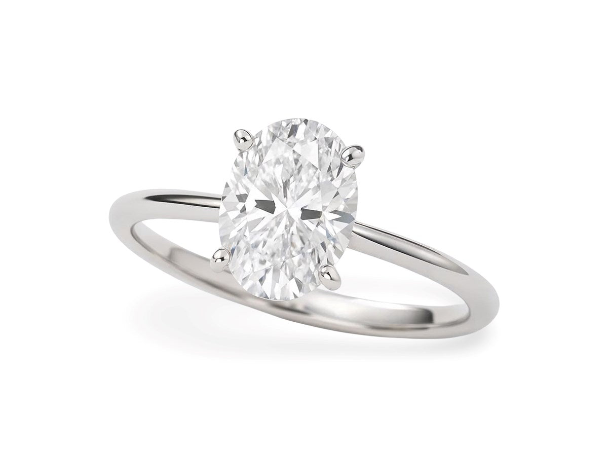 1 Carat Oval Lab Grown IGI G/VS1 Diamond Solitaire Ring in 14K White Gold