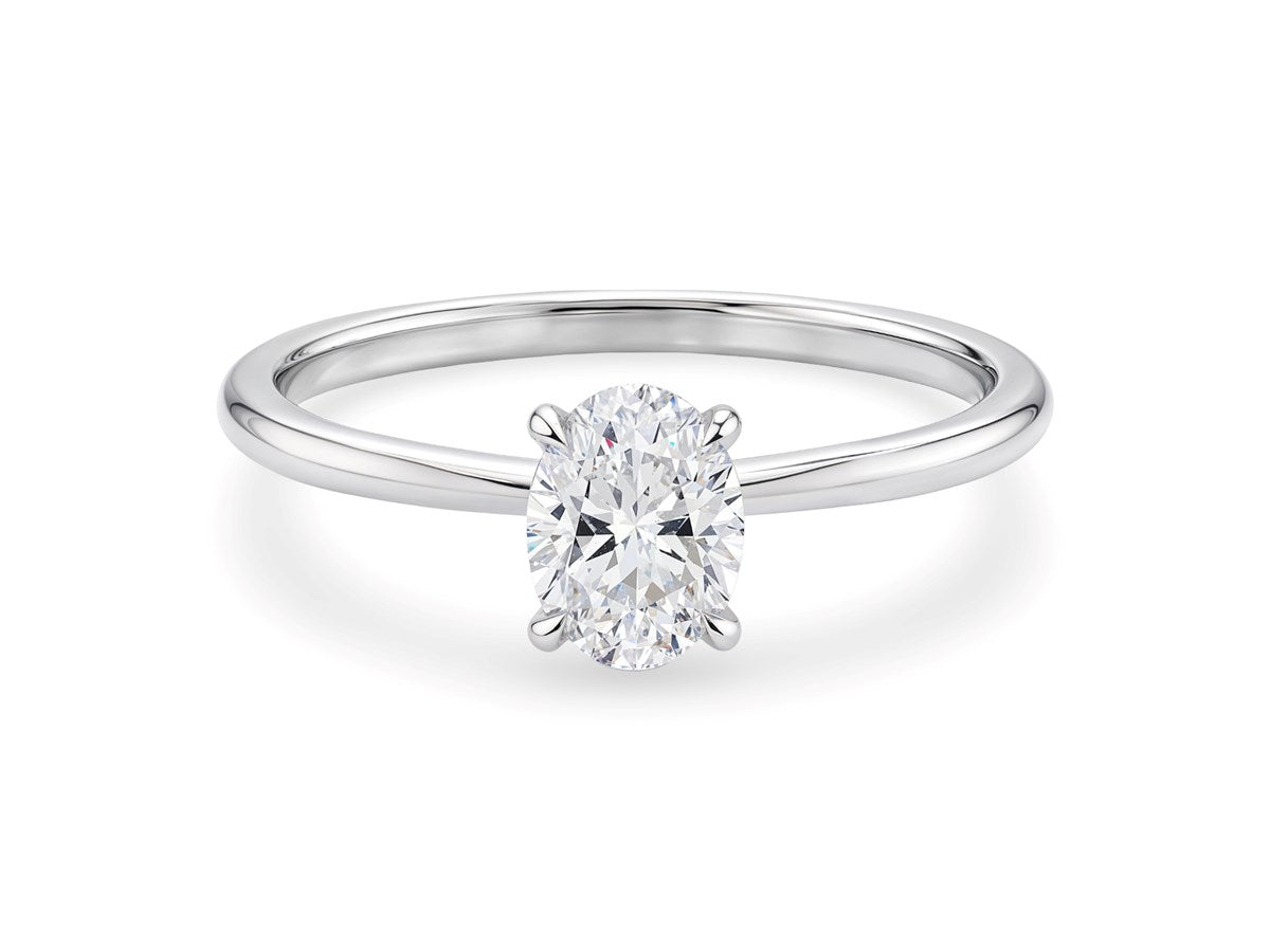 1 Carat Oval Lab Grown IGI G/VS1 Diamond Solitaire Ring in 14K White Gold