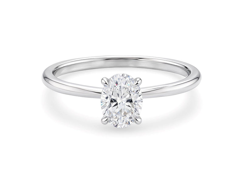 1 Carat Oval Lab Grown IGI G/VS1 Diamond Solitaire Ring in 14K White Gold
