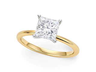 1 Carat Princess Lab Grown IGI G/VS1 Diamond Solitaire Ring in 14K Yellow Gold