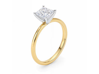 1 Carat Princess Lab Grown IGI G/VS1 Diamond Solitaire Ring in 14K Yellow Gold