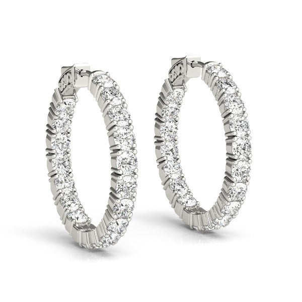 Inside Outside Diamond Hoop Earrings in 14k White Gold (3 1/2 cttw)
